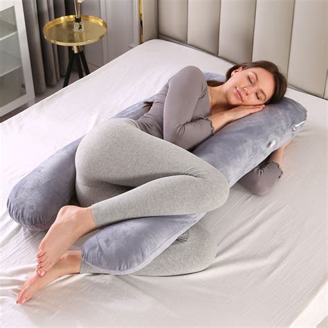 Pregnancy Body Pillow with Velvet Cover full Body Contoured U Shape ...