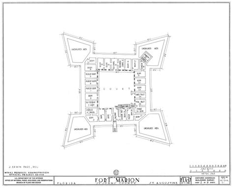 Fort Marion (Castillo de San Marcos) Plan Drawing of Ground Floor, 1936 | ClipPix ETC ...