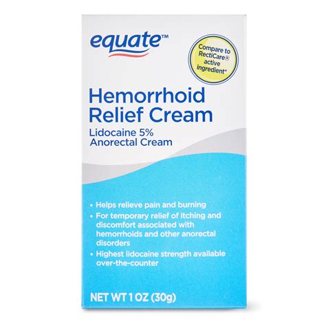 Equate Hemorrhoid Relief Cream with 5% Lidocaine Ointment Topical