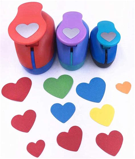 Arts&Crafts 3 PCS (1.5",1",5/8") Heart Shape Craft Punch Scrapbook Paper Cutter Eva Foam Hole ...