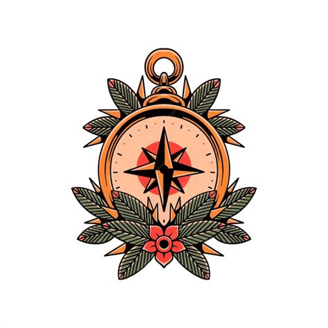 Premium Vector | Vintage compass tattoo vector design