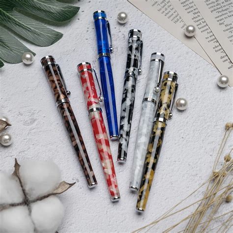 Acrylic Fountain Pen 1pcs EF F M Nib Pretty Marble Ink Pens with Pearl ...