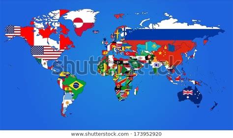 a map of the world with all countries and their flags painted on it's sides