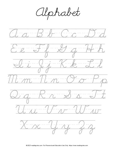 Cursive Alphabet Chart Upper and Lower With Lines-Image - ReadingVine