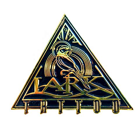 $12.00: Pin - Gold - Lark Tattoo Triangle Logo