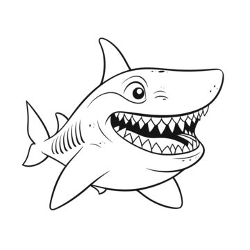 Funny Shark Coloring Pages Coloring Pictures To Print Outline Sketch Drawing Vector, Shark ...