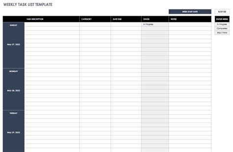 Weekly Task List Template Excel ~ Excel Templates