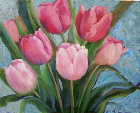 Pink Tulips Original Oil Painting by OilPaintingsByCheri on Etsy