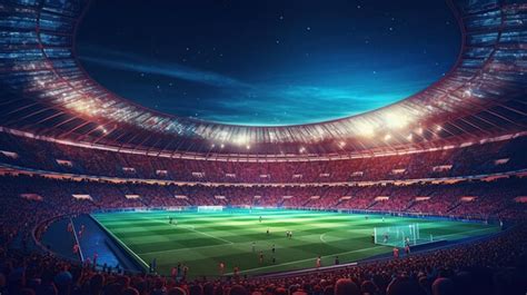 Premium Photo | Soccer stadium at night with full of fans