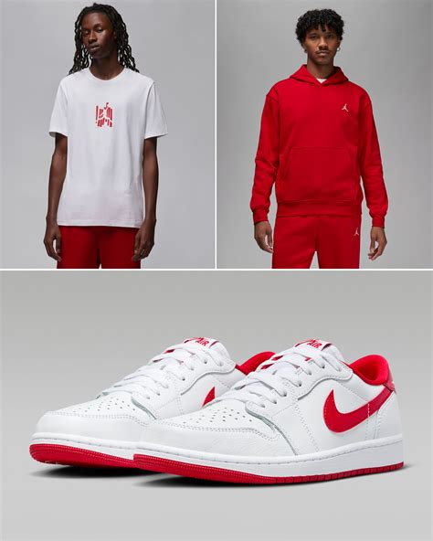 Air Jordan 1 Low OG White University Red Shirts Hats Outfits