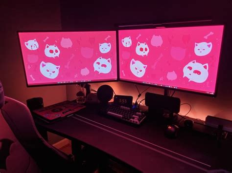 Pink Kitty Design Desktop Wallpaper Set Up Black and Pink Gaming Layout | Wallpaper for sale ...