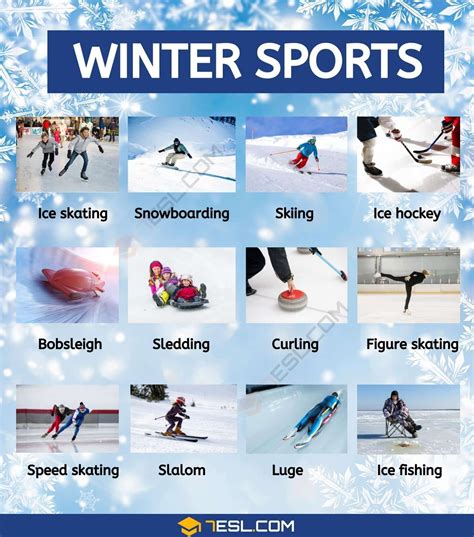 Winter Sports List in English • 7ESL in 2024 | Winter sports, Winter ...