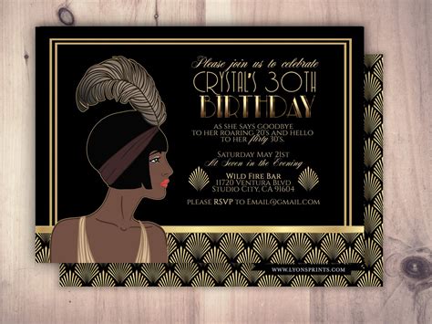 Great Gatsby birthday invitation, Roaring 20's, Hollywood film theme ...