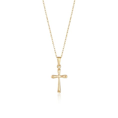 Child's 14kt Yellow Gold Cross Necklace. 15" | Ross-Simons