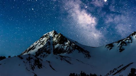 4K Mountains Night Starry Sky Wallpaper - [3840x2160]