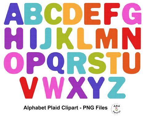 Alphabet Plaid Clipart Alphabet Letters Clip Art Colorful Letters ...