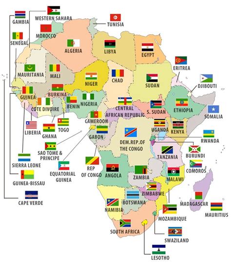 African countries and flags on map | Random facts/info | Pinterest | African countries and ...