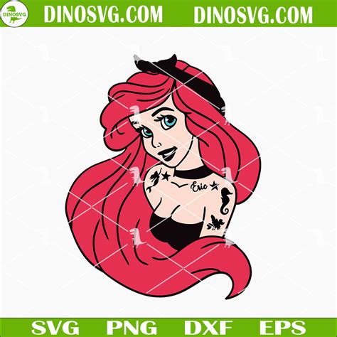 Princess Ariel Tattoo SVG, Punk Rock Disney Princess SVG, The Little Mermaid Princess SVG - DinoSvg