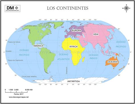 En cuantos continentes se encuentra dividido el mapa planisferio - Brainly.lat