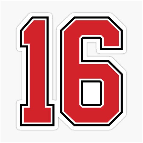 "Sports Number 16, red black color lucky sport sixteen" Sticker for Sale by ArtIsParty | Redbubble