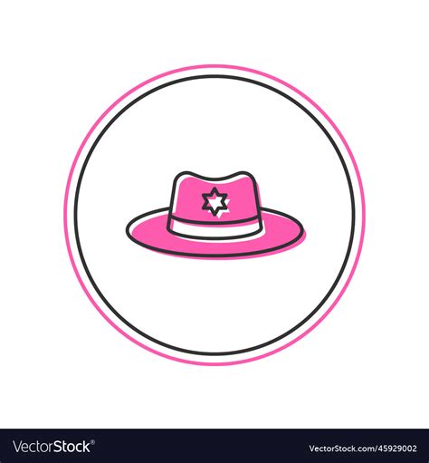 Filled outline sheriff hat with badge icon Vector Image