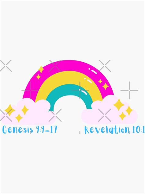 "rainbow, genesis 9:9-17, revelation 10:1" Sticker for Sale by ...