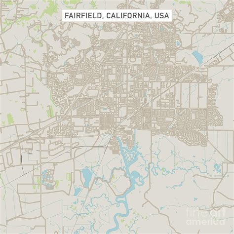 Fairfield California US City Street Map Digital Art by Frank Ramspott