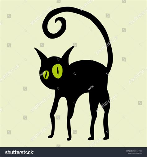 Vector Drawing Black Cat Green Eyes Stock Vector (Royalty Free ...