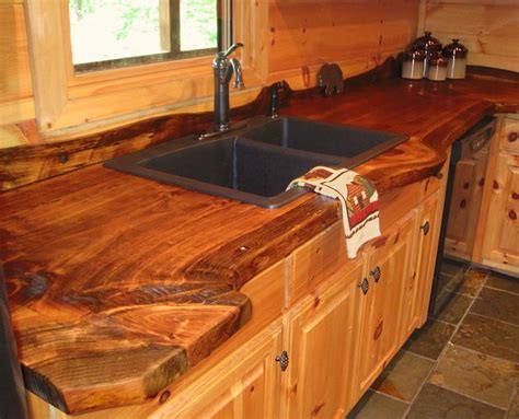 Live Edge Wood countertop in our mountain house -- blue ridge, ga | Countertop design, Wood ...