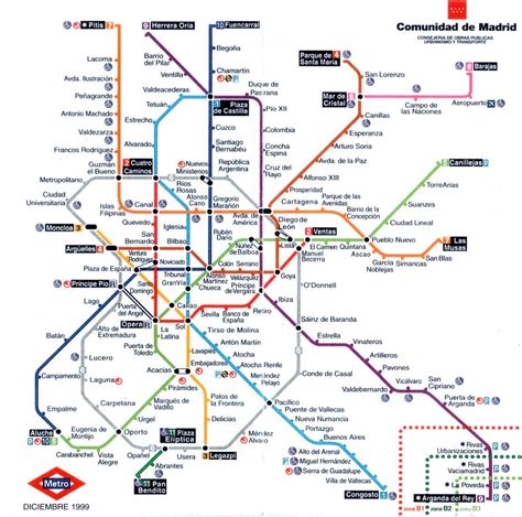 Plano esquemático de Metro de Madrid (diciembre de 1999) – Traspapelados