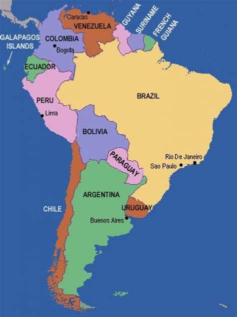 Map of south america showing Rio de Janeiro - Rio grande river map south america (Brazil)