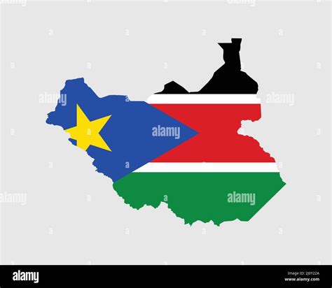 Mapa de la Bandera de Sudán del Sur. Mapa de la República de Sudán del Sur con la bandera del ...