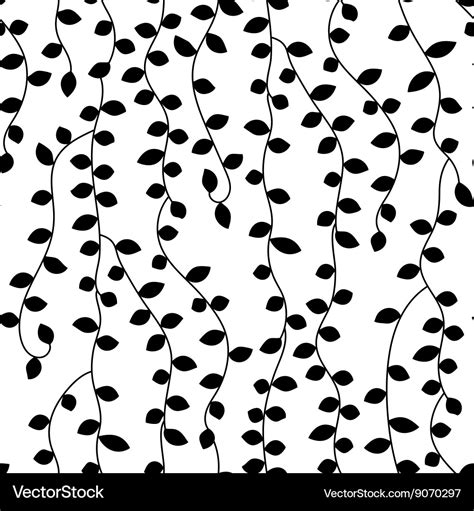 Black and white vine leaves seamless pattern Vector Image