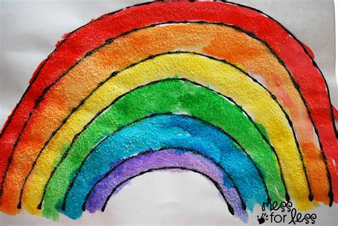 Black Glue and Salt Watercolor Rainbow - Salt Painting for Preschool - Mess for Less