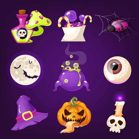 Halloween decoration cartoon vector set By ntl-studio | TheHungryJPEG.com