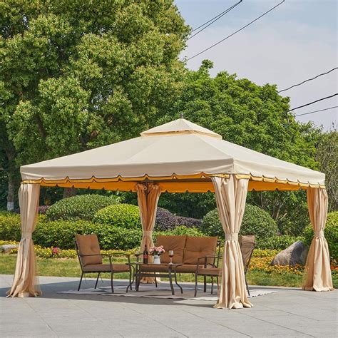 EROMMY 12’ x 12’ Outdoor Gazebo Canopy, Aluminum Frame Soft Top Outdoor Patio Gazebo with ...