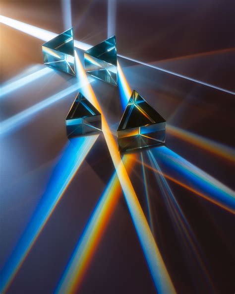 Perspective of genesis - Light rays in prism. Ray rainbow spectrum dispersion optical effect in ...