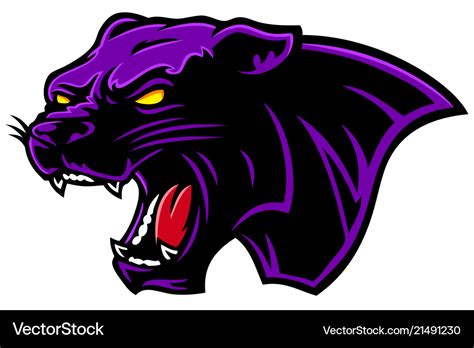 Cartoon angry black purple panther head Royalty Free Vector