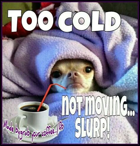 This is me and my spouse on cold winter days - each of us begging the other to make coffee ...