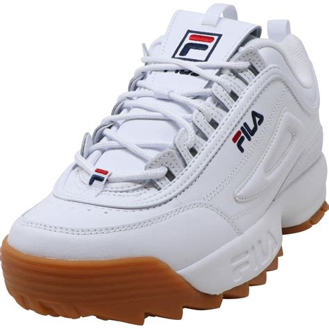 FILA - Fila Men's Disruptor Ii Premium White / Navy Gum Ankle-High Patent Leather Sneaker - 8.5M ...