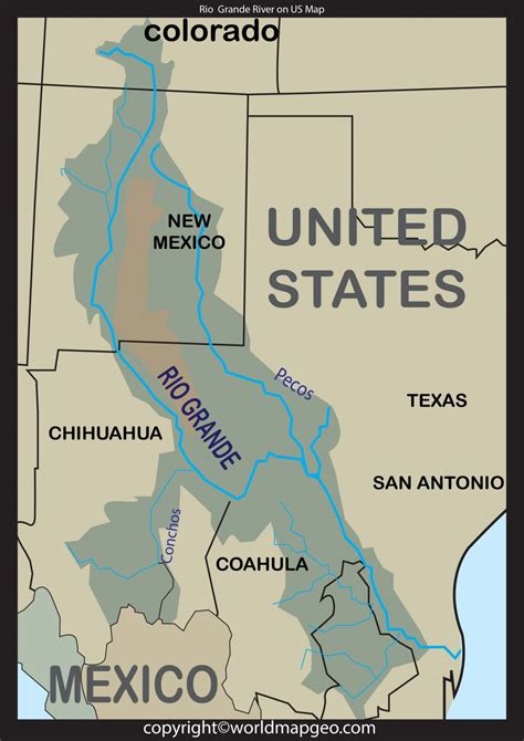 Rio Grande River Map Texas US Printable Map