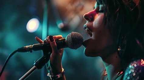 Premium Photo | A professional female singer holding a microphone ...