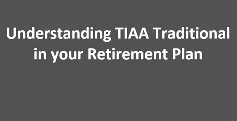 Understanding TIAA Traditional in your Retirement Plan - ThinkPlanSave