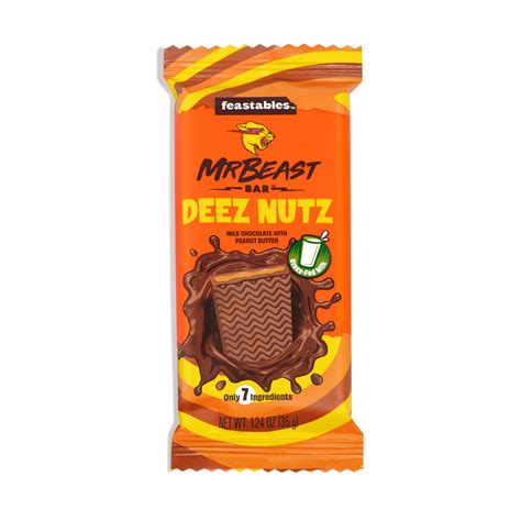 Feastables MrBeast Deez Nutz Peanut Butter Milk Chocolate Bar, 1.24 oz (35g), 1 Bar - Walmart.com