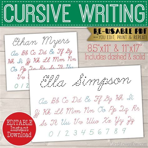 Cursive Name Writing Worksheets - worksSheet list