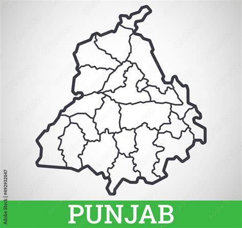 Simple outline map of Punjab district. Vector graphic illustration ...