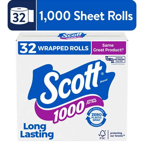 Scott 1000 Toilet Paper, 32 Rolls, 1000 Sheets Per Roll (32000 Sheets ...