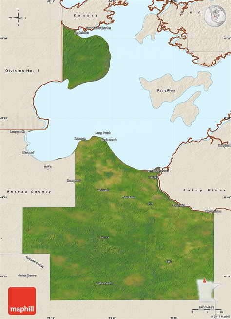 Satellite Map of Lake of the Woods County, shaded relief outside