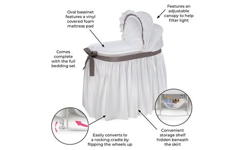 Amazon.com : Badger Basket Wishes Rocking Baby Bassinet and Bedside ...