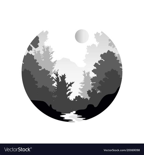 Beautiful nature landscape with silhouette Vector Image